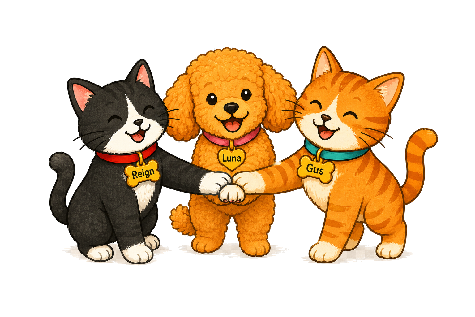 Reign, Luna, and Gus smiling together